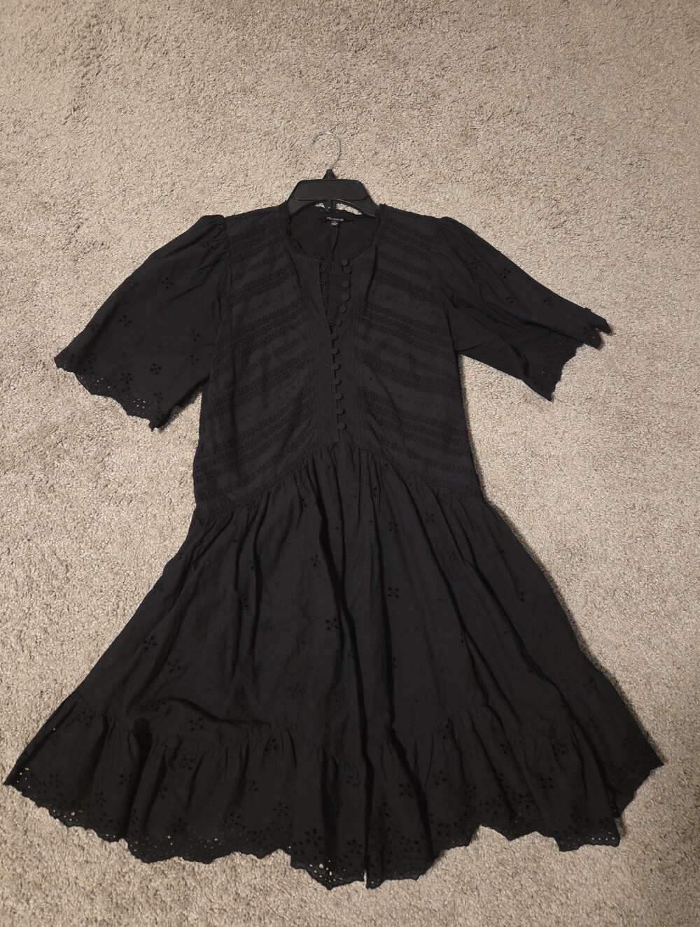 Madewell Black Eyelet Mini Dress